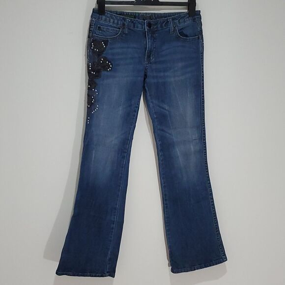 WRANGLER rock 47 31x32 ultra low rise dark wash bootcut jeans - Picture 1 of 8